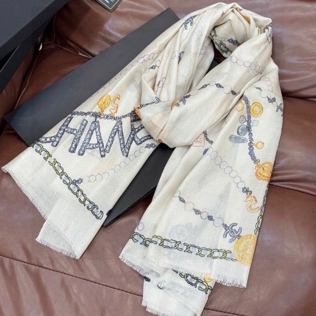 CHANEL 26S SCARF 200 IN CASHMERE AND SILK 307228