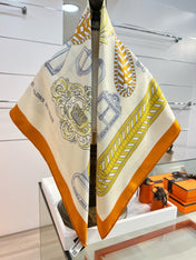 HERMES 26S PRINTED SQUARE SCARF 88 IN SILK 309938