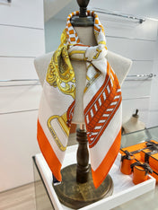 HERMES 26S PRINTED SQUARE SCARF 88 IN SILK 309940