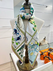 HERMES 26S PRINTED SQUARE SCARF 88 IN SILK 309944