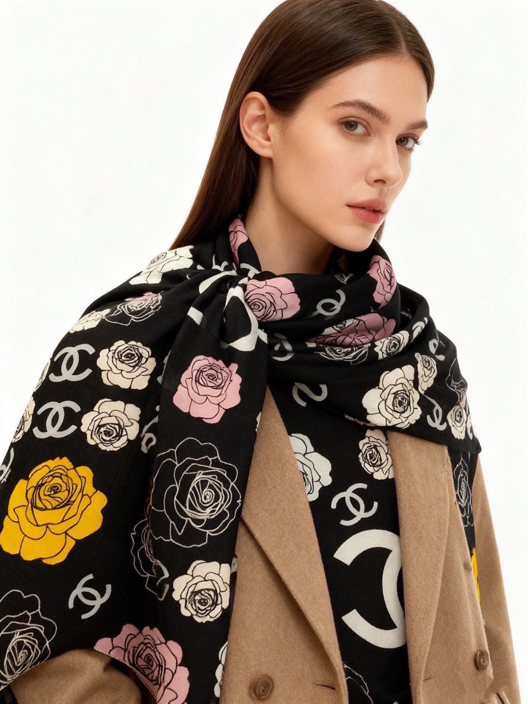 CHANEL 26S SCARF 140 IN SILK AND CASHMERE 313319