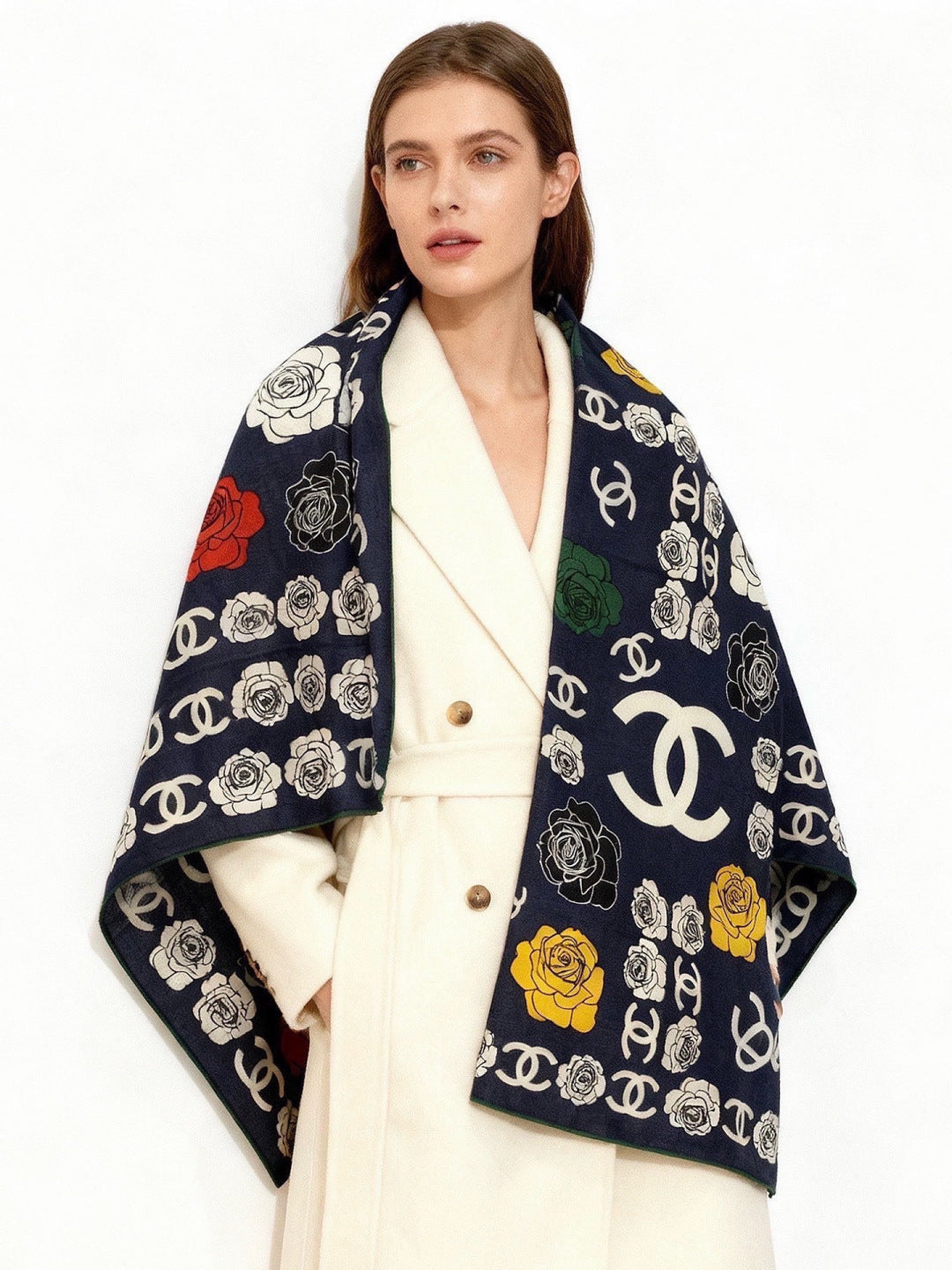 CHANEL 26S SCARF 140 IN SILK AND CASHMERE 313321