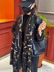 CHANEL 26S PRINTED SHAWL 200 IN SILK 313405
