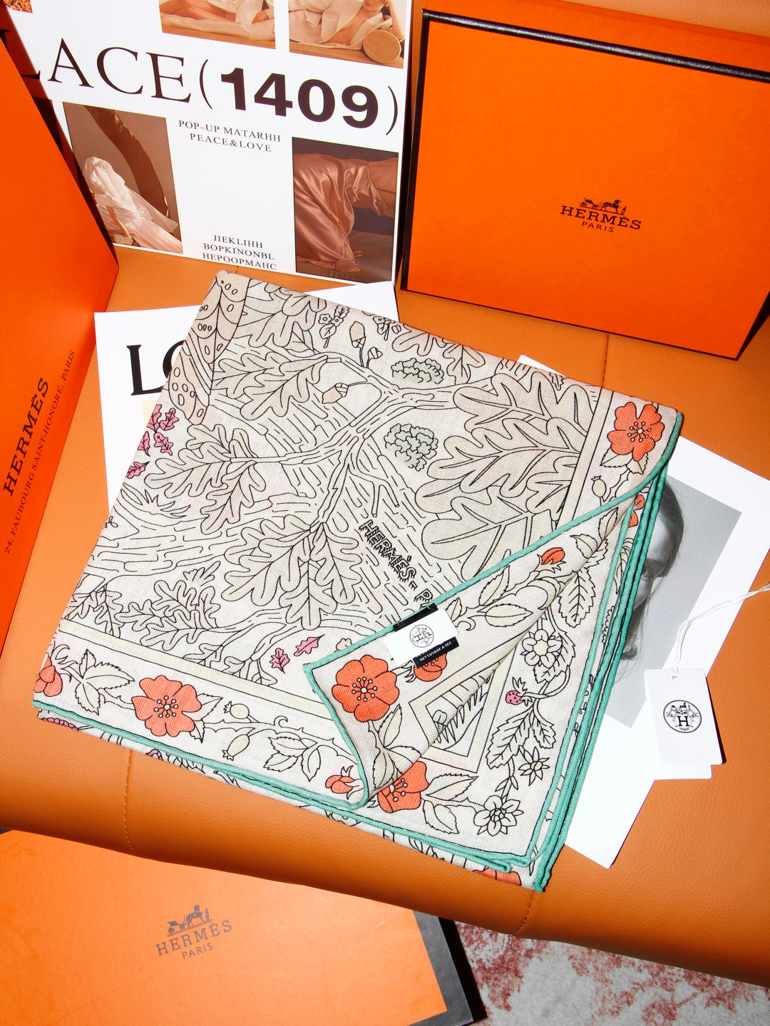 HERMES 26S SCARF 135 IN SILK AND CASHMERE 492453