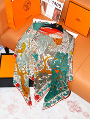 HERMES 26S SCARF 135 IN SILK AND CASHMERE 492454