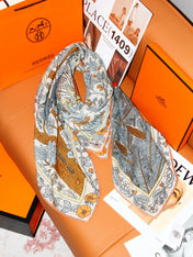 HERMES 26S SCARF 135 IN SILK AND CASHMERE 492456