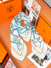 HERMES 26S SCARF 135 IN SILK AND CASHMERE 498487