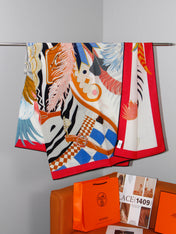 HERMES 26S SCARF 140 IN SILK AND CASHMERE 498507