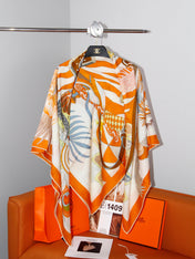 HERMES 26S SCARF 140 IN SILK AND CASHMERE 498509