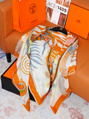 HERMES 26S SCARF 140 IN SILK AND CASHMERE 498509