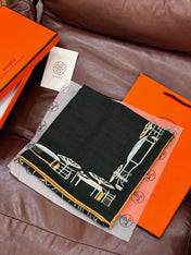 HERMES 26S SCARF 140 IN SILK AND CASHMERE 499914