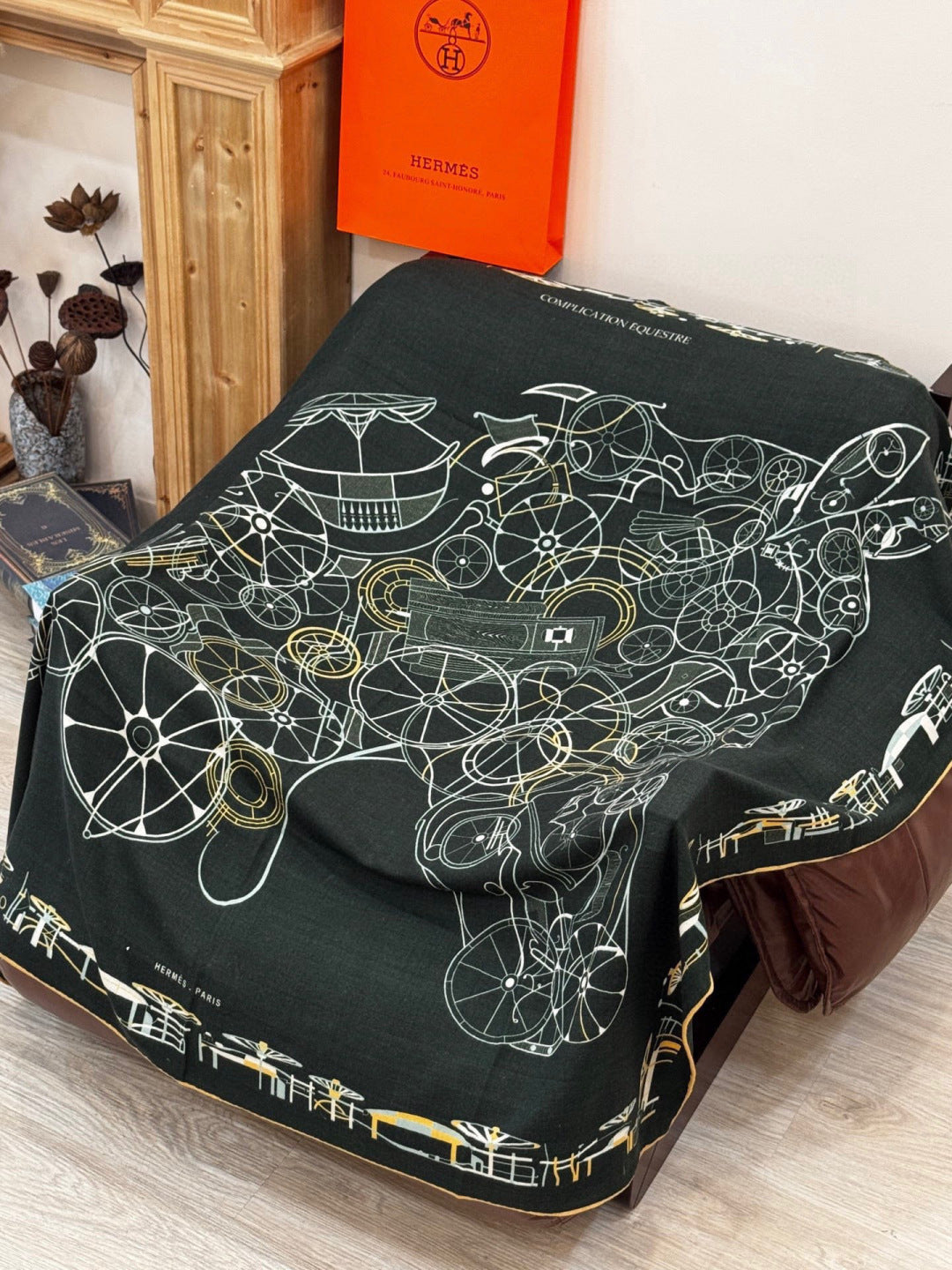 HERMES 26S SCARF 140 IN SILK AND CASHMERE 499914