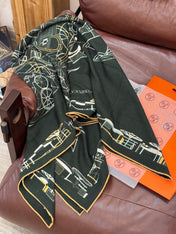 HERMES 26S SCARF 140 IN SILK AND CASHMERE 499914