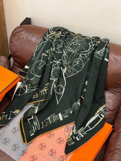 HERMES 26S SCARF 140 IN SILK AND CASHMERE 499914
