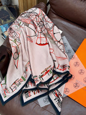 HERMES 26S SCARF 135 IN SILK AND CASHMERE 499915