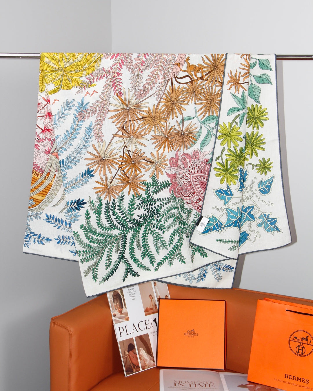 HERMES 26S SCARF 135 IN SILK AND CASHMERE 499967
