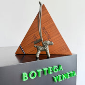 BOTTEGA VENETA 25S DOG CHARM IN GREIGE CALFSKIN