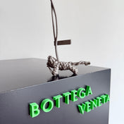 BOTTEGA VENETA 25S CAT CHARM IN GREIGE CALFSKIN