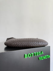 BOTTEGA VENETA 25S LARGE VENETO BAG 38 IN DARK BROWN CALFSKIN SILVER HARDWARE