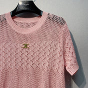 CELINE 26S LOGO SHORT SLEEVE KNITTED TOP 179