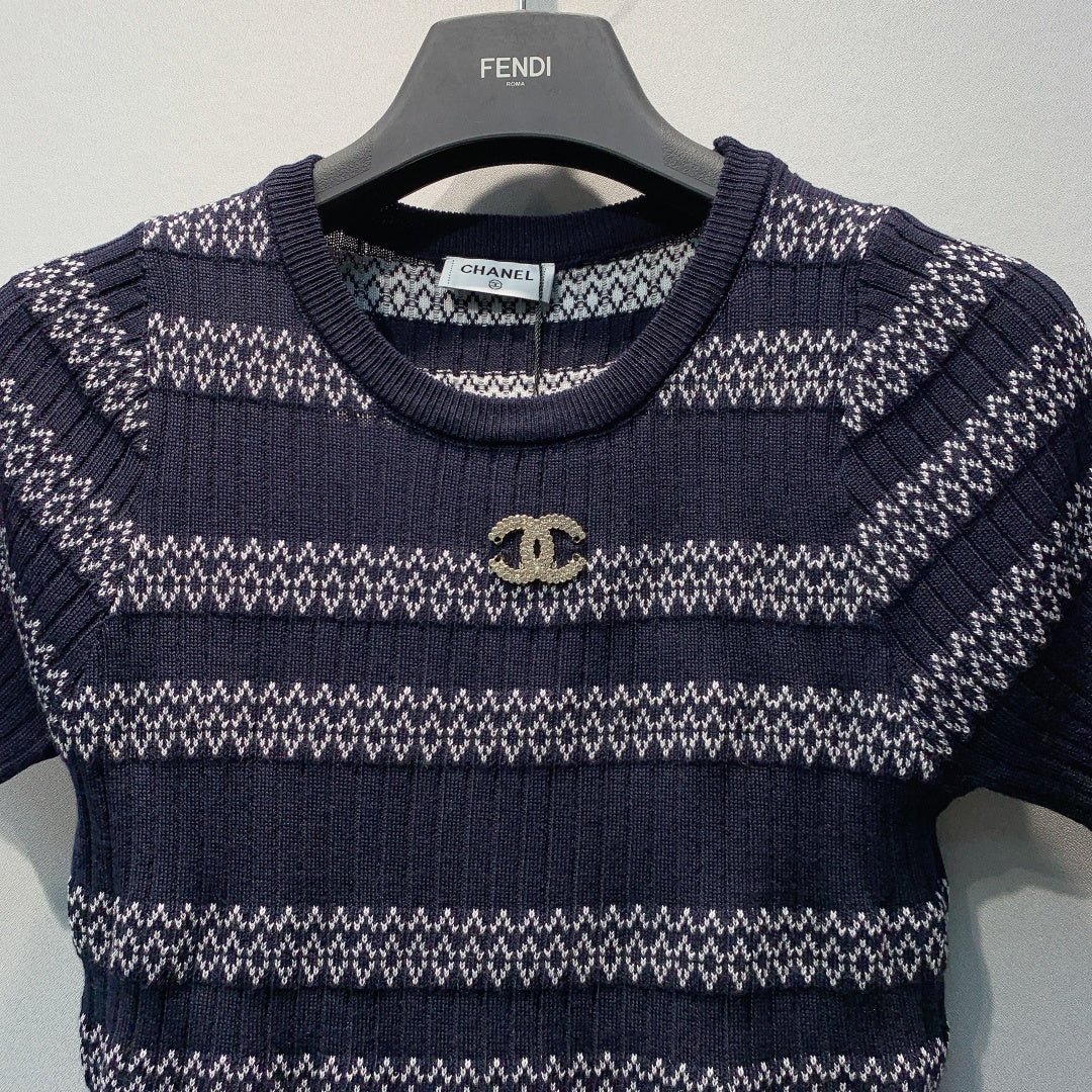 CHANEL 26S KNIT SHORT SLEEVE T-SHIRT STYLE 1283