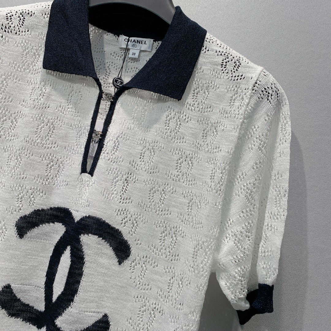 CHANEL 26S SHORT SLEEVE KNIT POLO STYLE 1247