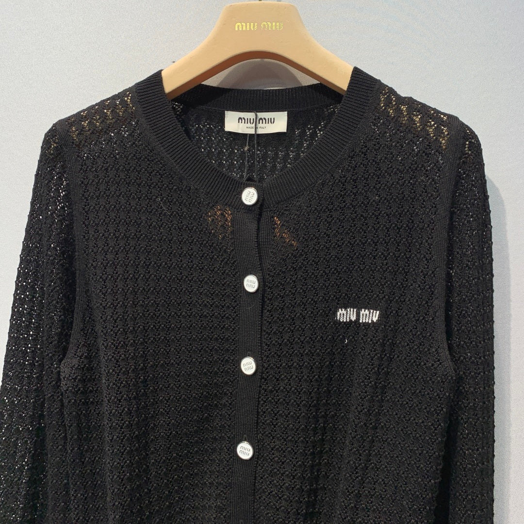 MIUMIU 26S ROUND-NECK KNIT CARDIGAN 1386