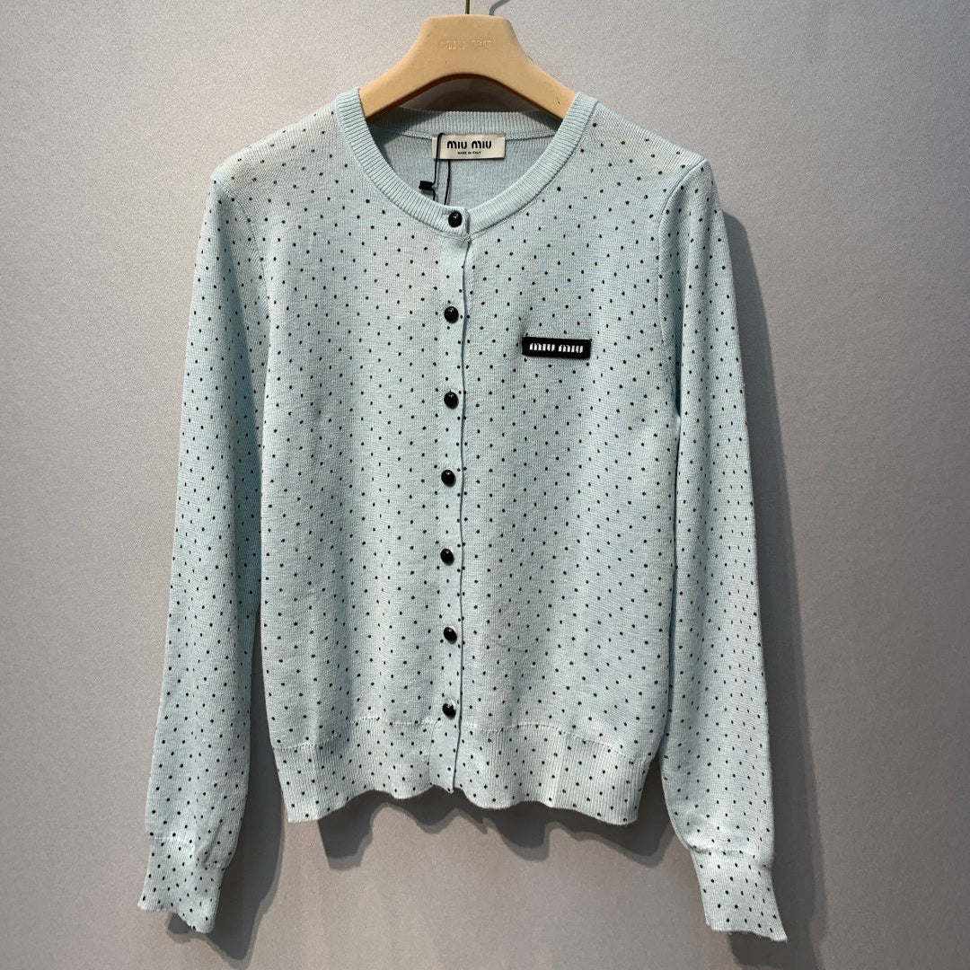 MIUMIU 26S POLKA DOT KNITTED CARDIGAN 1251