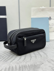 PRADA 25S CLUTCH BAG 22 IN BLACK NYLON SILVER HARDWRE