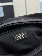 PRADA 25S CLUTCH BAG 22 IN BLACK NYLON SILVER HARDWARE