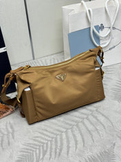 PRADA 25S EXPLORE LARGE RE-NYLON SHOULDER BAG 32 IN BRANDY WITH FLAP