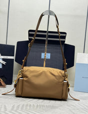 PRADA 25S EXPLORE LARGE SHOULDER BAG 30 IN CARAMEL RE-NYLON WITH FLAP