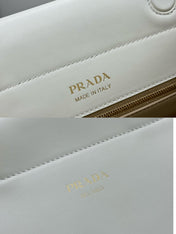 PRADA 25S ENCHAINE MINI BAG 22 IN WHITE CALFSKIN GOLD HARDWRE