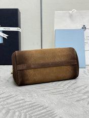 PRADA 25S ENCHAINE MINI BAG 22 IN CARAMEL BROWN SUEDE GOLD HARDWRE
