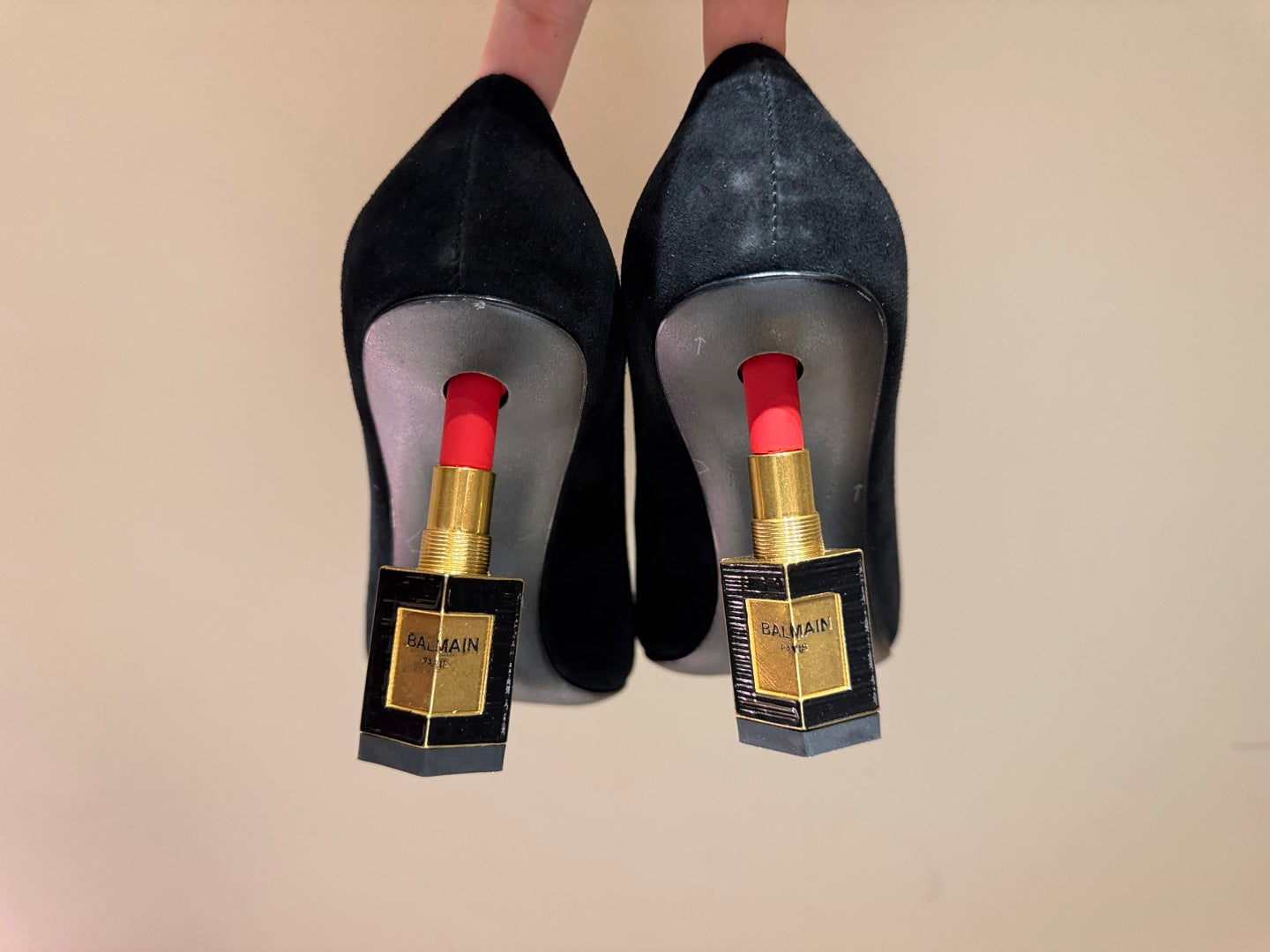 BALMAIN 26S HIGH HEELS 100 MM IN BLACK SUEDE