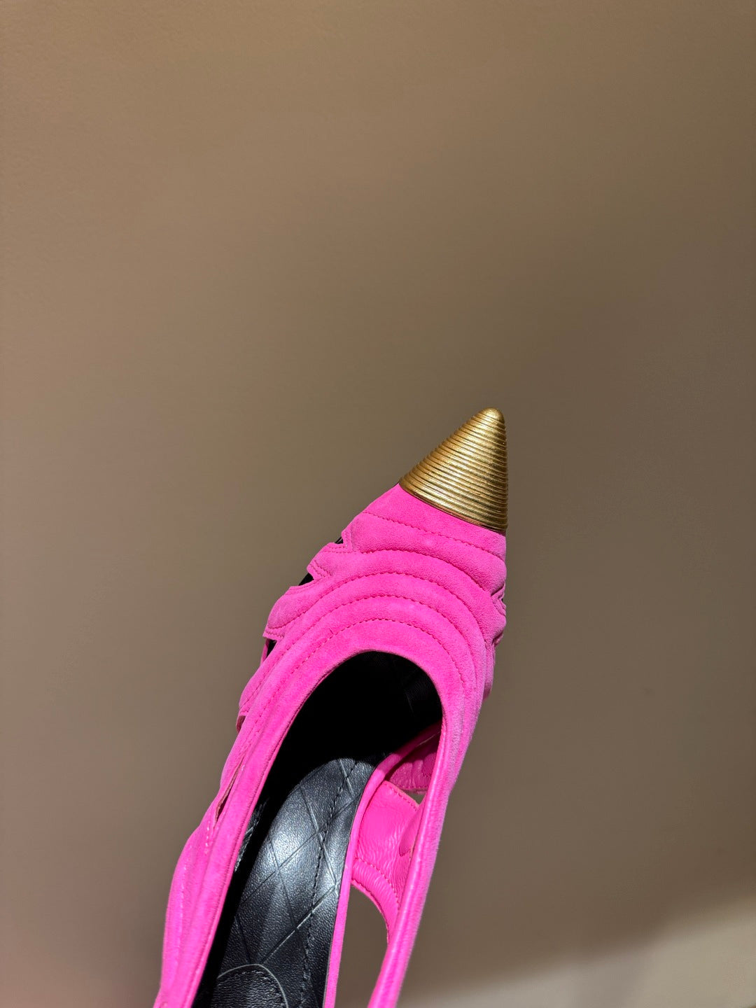 BALMAIN 26S SLINGBACK HEELS 100 MM IN DARK PINK SUEDE