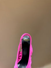 BALMAIN 26S SLINGBACK HEELS 100 MM IN DARK PINK SUEDE