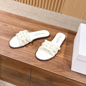 DIOR 26S SLIDE SANDALS IN WHITE CLUB WOVEN CALFSKIN