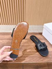 DIOR 26S SLIDE SANDALS IN BLACK CALFSKIN CD LOGO