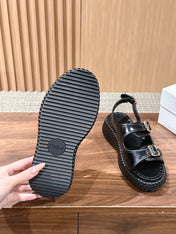 CHLOE 26S PLATFORM SANDALS IN BLACK CALFSKIN