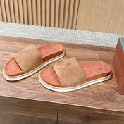 LP 26S SLIDES SANDAL IN BROWN SUEDE WITH LOGO
