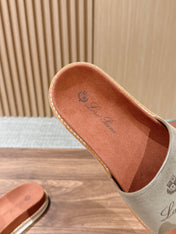 LP 26S SLIDES SANDAL IN OLIVE BROWN SUEDE WITH LOGO