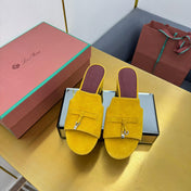LP BLOCK HEEL SANDALS 25S IN DARK YELLOW SUEDE