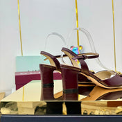 GG HEELED SANDALS 25S 65 MM IN DARK RED LAMBSKIN WITH GOLD HARDWARE