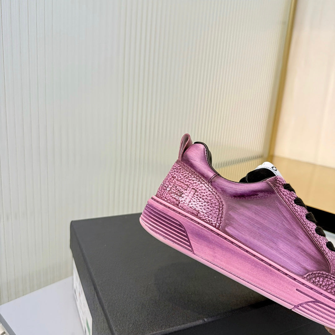 CHANEL 26S LOW-TOP SNEAKERS IN PURPLE PINK CALFSKIN