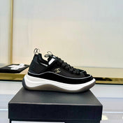 CHANEL 26S PLATFORM SNEAKERS IN BLACK MIX WHITE SUEDE WITH CC LOGO