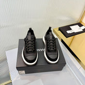 CHANEL 26S PLATFORM SNEAKERS IN BLACK CALFSKIN WITH CC LOGO