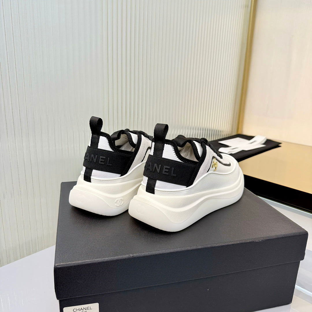 CHANEL 26S PLATFORM SNEAKERS IN WHITE CALFSKIN