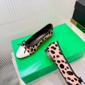 CHANEL 26S FLAT SHOES IN LIGHT BROWN AND BLACK LEOPARD PRINT PONY HAIR