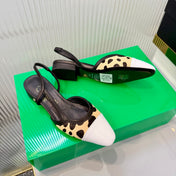 CHANEL 26S FLATS SLINGBACK IN WHITE PATENT CALFSKIN WITH LIGHT YELLOW PONY HAIR